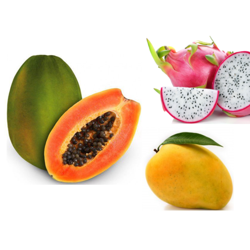 Trái cây hỗn hợp (Thanh long ruột trắng, xoài, đu đủ)